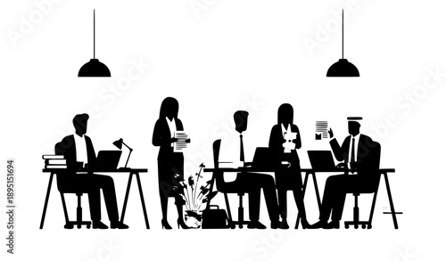 Arab professionals collaborating in modern office flat vector illustration