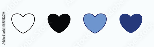 Heart Icon Sheet Multiple Style Collection Isolated Vector