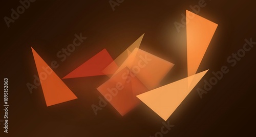 Vibrant orange triangles in dynamic motion on dark background
