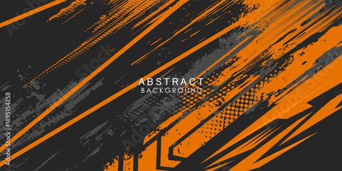 Abstract background modern vector racing 3d grey and orange. Grunge banner background illustration