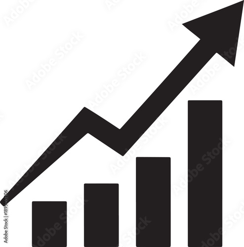 Vector  illustration of Business growth chart with arrow pointing up icon, isolated on transparent background