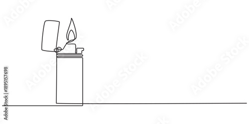 Lighter Continuous one line drawing illustration. abstract line art illustration. Continuous line drawing. Lighter. Black isolated on white background. Hand drawn vector illustration.