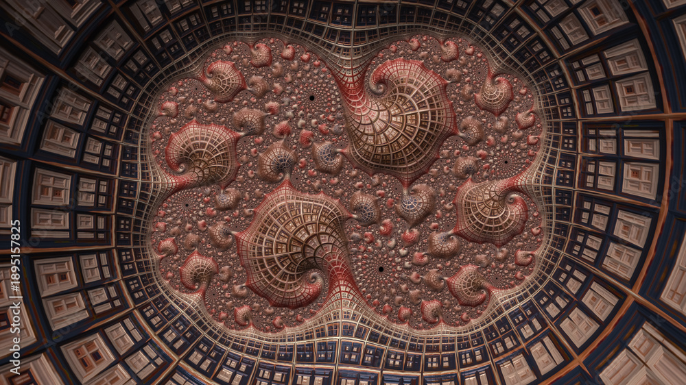 Obraz premium Fractal Design With Spirals and Structures Creating an Abstract Visual Landscape Over Time