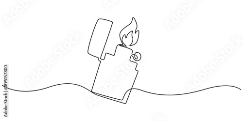 Lighter Continuous one line drawing illustration. abstract line art illustration. Continuous line drawing. Lighter. Black isolated on white background. Hand drawn vector illustration.