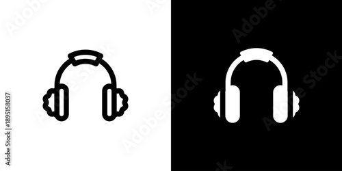 Earmuffs icon concept with flat Black White Background. Vector illustration.