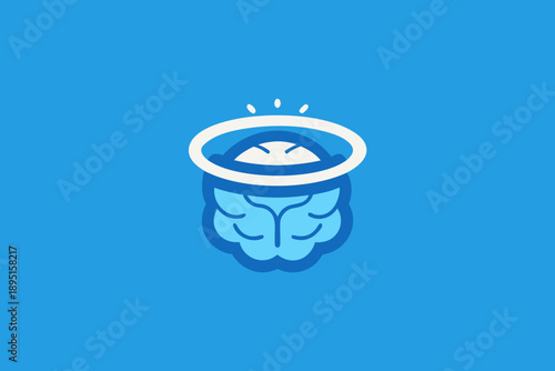 halo ring above creative thinking brain