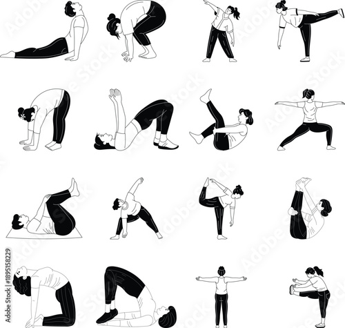 2.epsBundle of Yoga and Wellness Hand Drawn Illustrations 