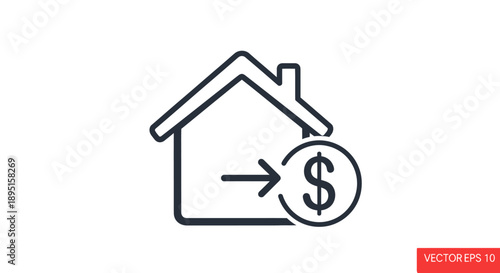 House icon with dollar sign and arrow indicating financial transaction.