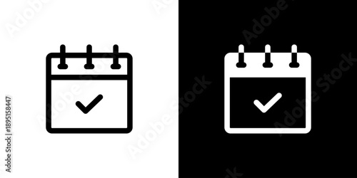 Calendar icon concept with flat Black White Background. Vector illustration.
