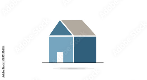 Modern geometric house illustration with clean lines and simple design.