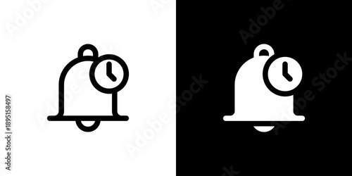 Alarm icon concept with flat Black White Background. Vector illustration.