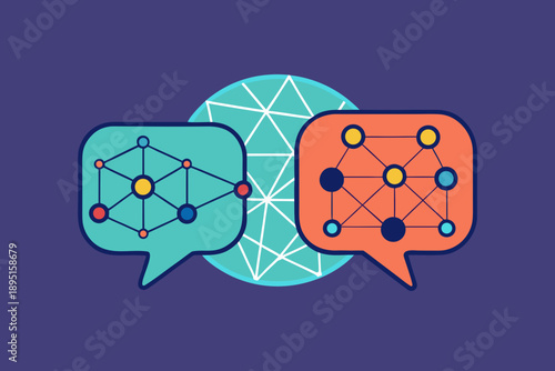 connected chat neural network icon