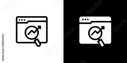 SEO icon concept with flat Black White Background. Vector illustration.