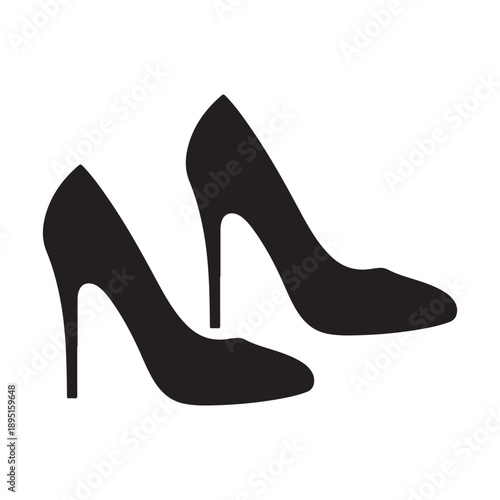 high heel shoe silhouette isolated on white background. High heel icon vector illustration design.