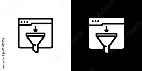 Web Funnel icon concept with flat Black White Background. Vector illustration.