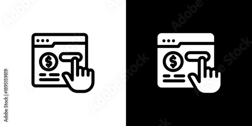 Pay Per Click icon concept with flat Black White Background. Vector illustration.