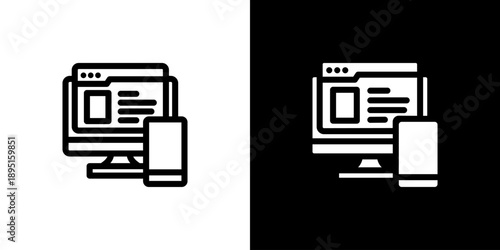 Newspaper icon concept with flat Black White Background. Vector illustration.