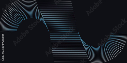 Dark blue abstract background with glowing circle geometric lines. Modern shiny blue lines pattern. Futuristic technology concept. Vector illustration