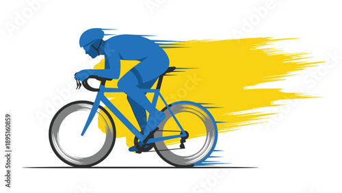 Dynamic cyclist in motion with vibrant color streak