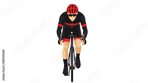 Cyclist in action riding bicycle in modern flat design