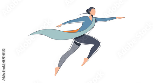 Vector illustration of a woman in a superhero pose