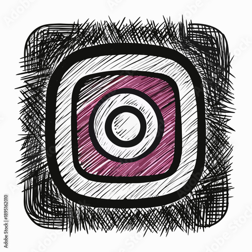 Dynamic camera icon with creative scribble design