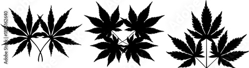 Black and white stencil of maple leaf design with a hidden face and heart symbol