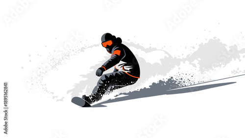 Dynamic snowboarding action with stylish winter sports design
