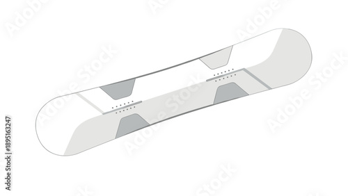 Minimalist snowboard design with gray accents on white background