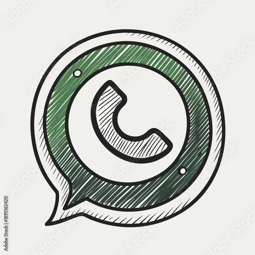 Stunning green chat bubble with phone symbol for communication