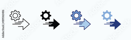 Speed Icon Sheet Multiple Style Collection Isolated Vector