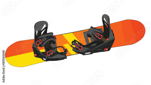Vibrant snowboard with bindings on gradient background