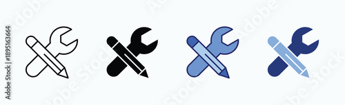 Tool Icon Sheet Multiple Style Collection Isolated Vector