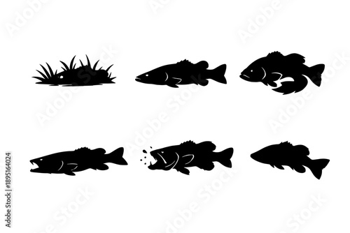 Aquatic Life Icon Set: Fish, Coral, Seaweed, Shell, Reef, Aquatic Plants, Turtle, Octopus, Jellyfish, Sea Horse