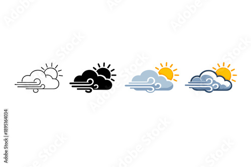 Weather and climate icon set. Containing sun, cloud, rain, snow, wind, storm, forecast, temperature, humidity, and more.