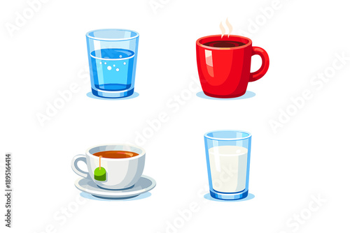 Beverage Icon Set. Featuring water, coffee, tea, milk, juice, cup, glass, mug, drink and more.