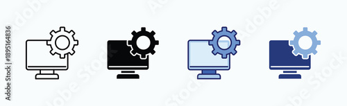 Work In Progress Icon Sheet Multiple Style Collection Isolated Vector