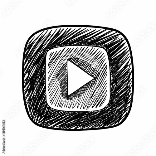 Hand drawn play button icon for video and music streaming services
