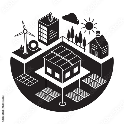 Renewable Energy Ecosystem Isometric Infographic Design