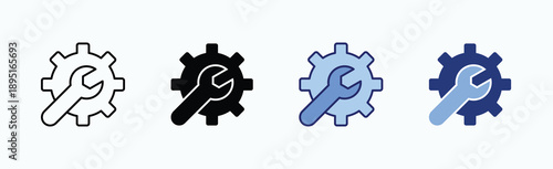 Setting Icon Sheet Multiple Style Collection Isolated Vector