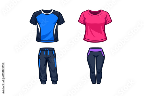 Clothing and Apparel Icon Set. Containing t-shirt, pants, shoes, dress, jacket, accessories, hat, shorts, socks, and more.