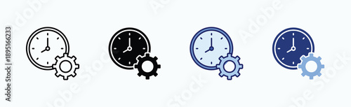 Clock Icon Sheet Multiple Style Collection Isolated Vector