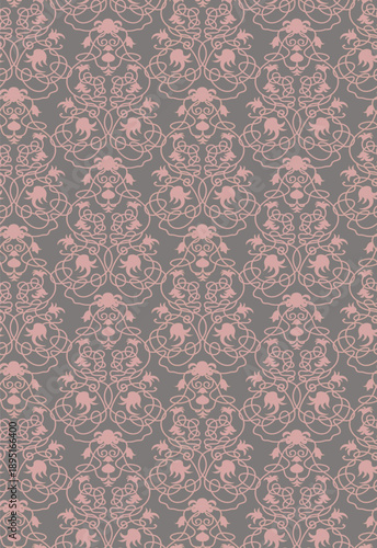 A lot of intertwined shapes similar to stems, and stylized leaves in pastel colors in a seamless pattern for postcards, textiles, wallpapers, websites.