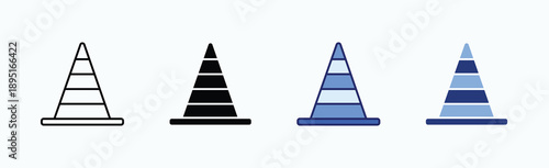 Cone Icon Sheet Multiple Style Collection Isolated Vector
