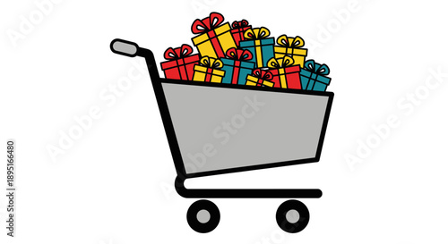 Cart filled with gifts moving left