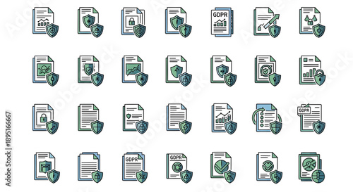 Document Security Icons: Data Protection, Privacy, Confidentiality