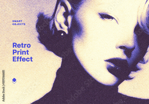 Retro Printer Photo Effect Mockup