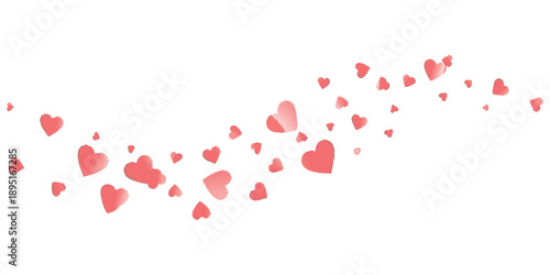 Delicate cascade of pink hearts flowing in a graceful wave pattern, symbolizing love and romance, vector illustration