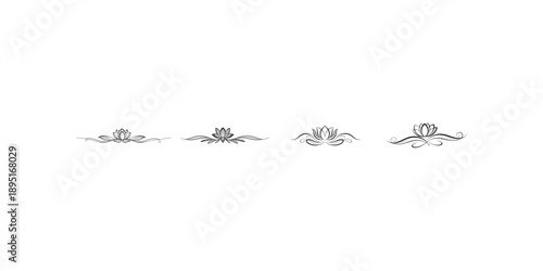 Elegant lotus flower divider set with floral ornaments and decorative flourishes for wellness beauty and meditation branding elements on background vector