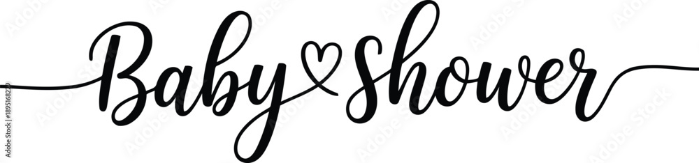 Naklejka premium A graceful script font announces a special Baby Shower celebration with a small heart